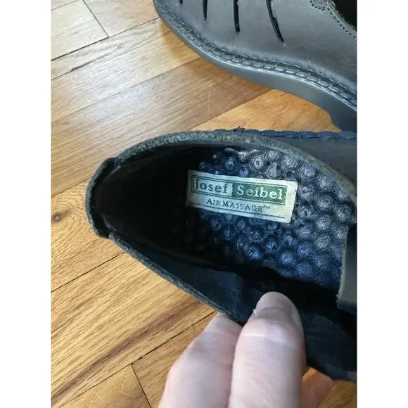 Josef Seibel Air Massage Womens 40 Black Leather Fisherman Lace-Up Sandal Grunge - Picture 7 of 8